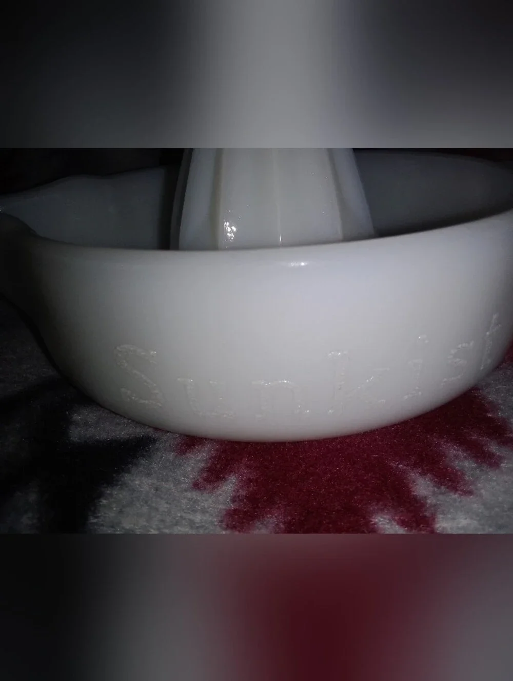 Vintage Sunkist Milk Glass Hand Juicer 8 1/8